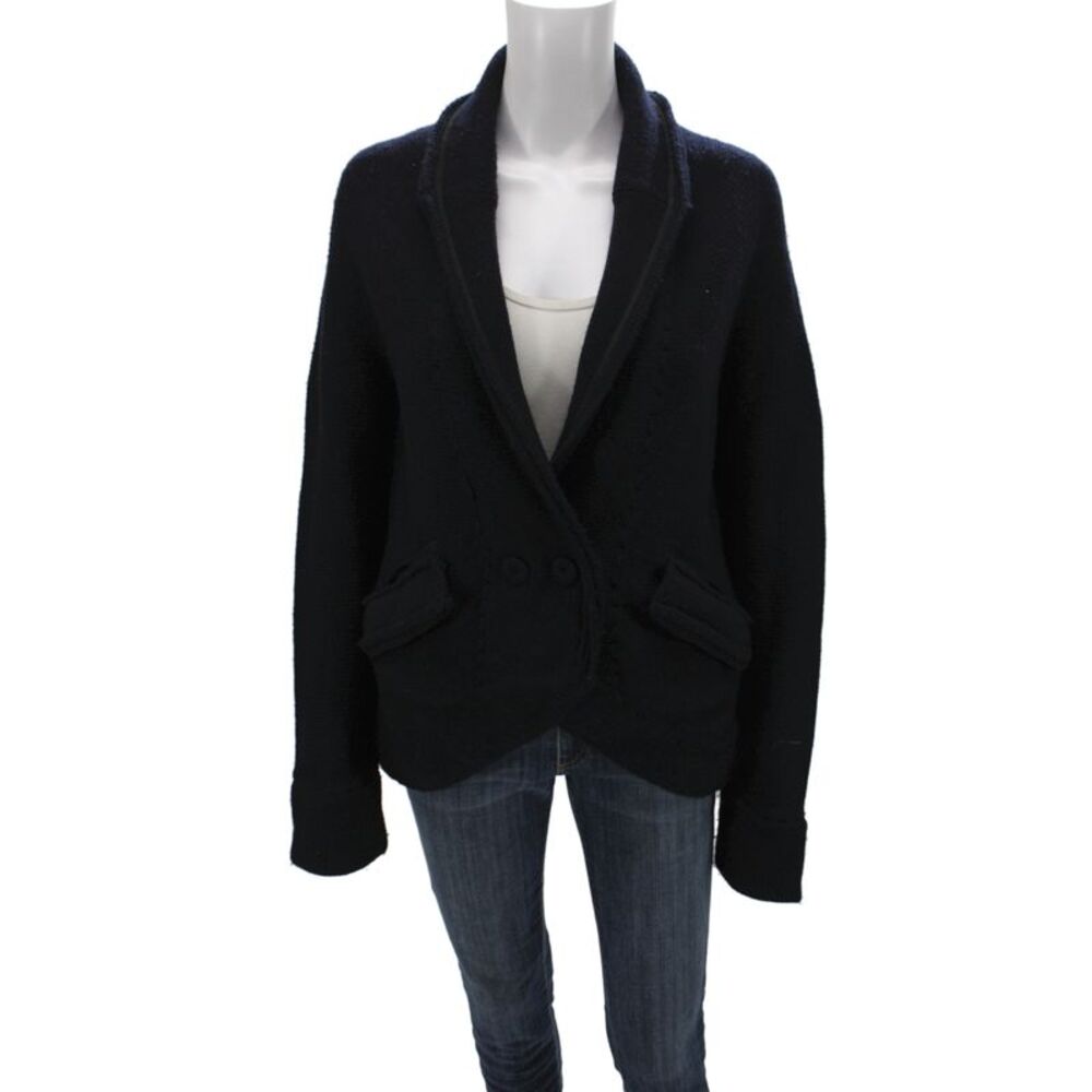 Marc By Marc Jacobs Women Wool Mock Neck Coatigan Black Button Size S